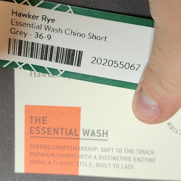 NWT Hawker Rye Stitch Fix essential wash chino short grey granite. Men's 36. - Picture 3 of 16